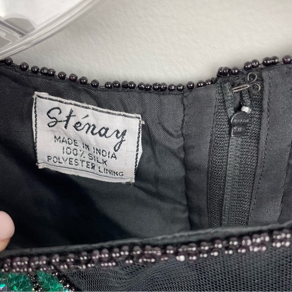 33 Vintage 80’s 90’s Stenay Made India Silk Sequin Beaded ZipUp Back Blouse NWT - Picture 7 of 16